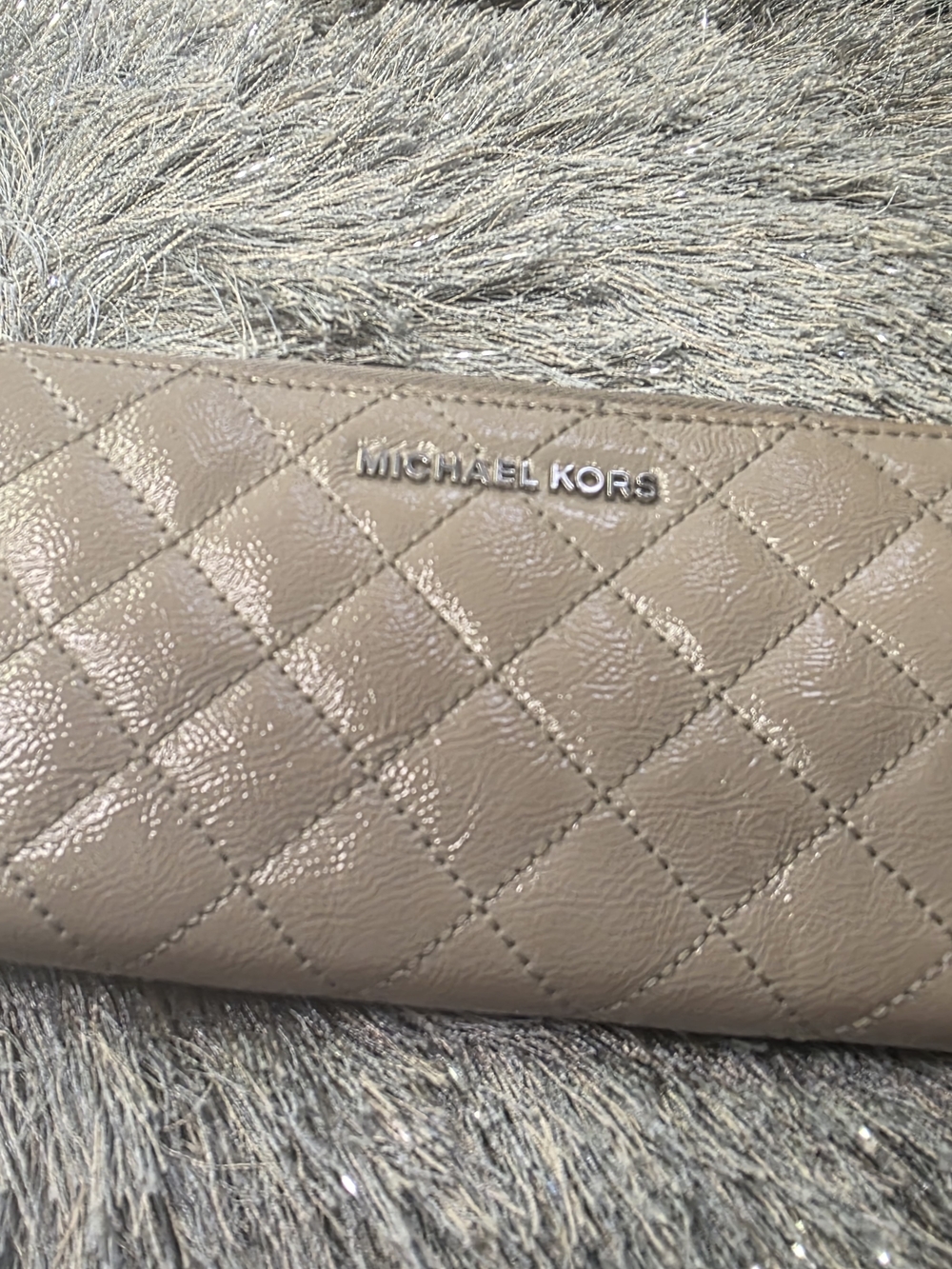 Michael Kors Quilted Taupe Leather Wallet with Logo